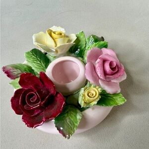 Vintage Royal Adderley Floral Fine Bone China Pink Flower Rose Candle Holder